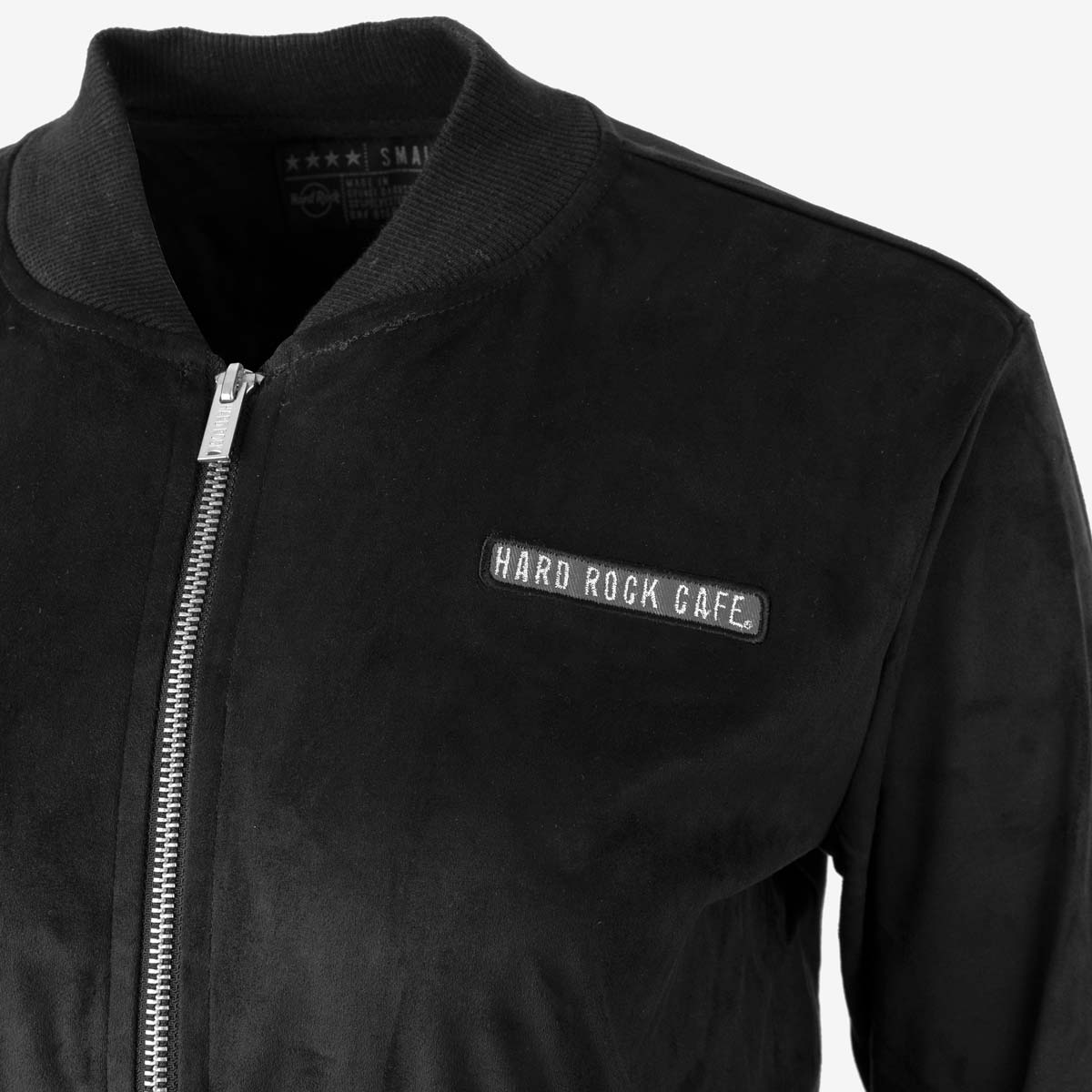 Women's Black Suede Bomber Jacket image number 6